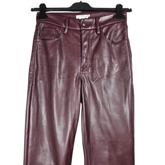 Good American Good Icon Faux Leather Pants Womens 6/28 Malbec Straight Leg Jeans - Picture 2 of 10